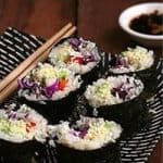 Cauliflower Rice Sushi in black seaweed casing