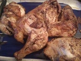 Flattened chicken smoked on the BBQ