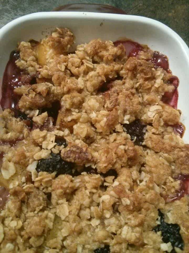 Mixed Fruit Crumble made from left over fruit salad