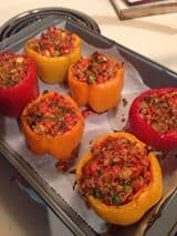 Red and yellow stuffed peppers