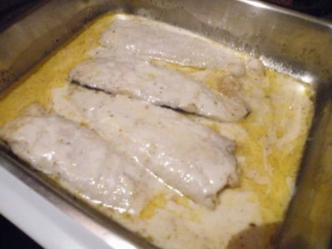 Hake in a Blue cheese and butter sauce