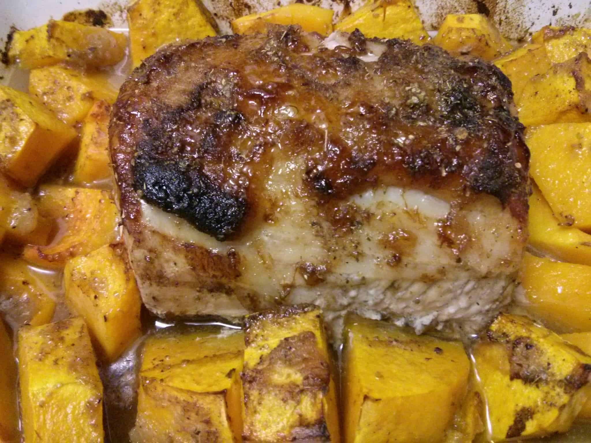 Pork Roast with butternut squash baked in the oven