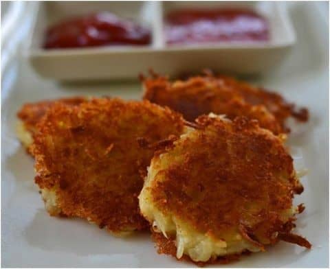 Potato Fritters served with tomato sauce