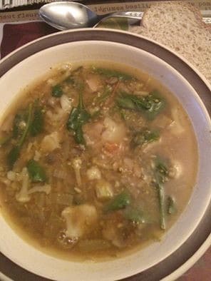 A bowl of Mushroom and Lentil soup