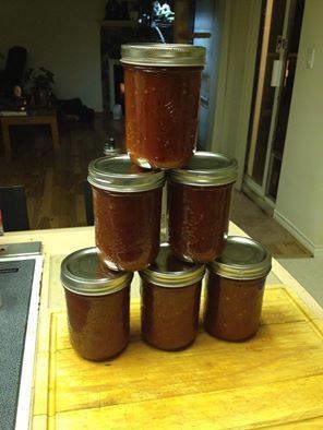 6 Consol bottles filled with Tomato Chili Chutney