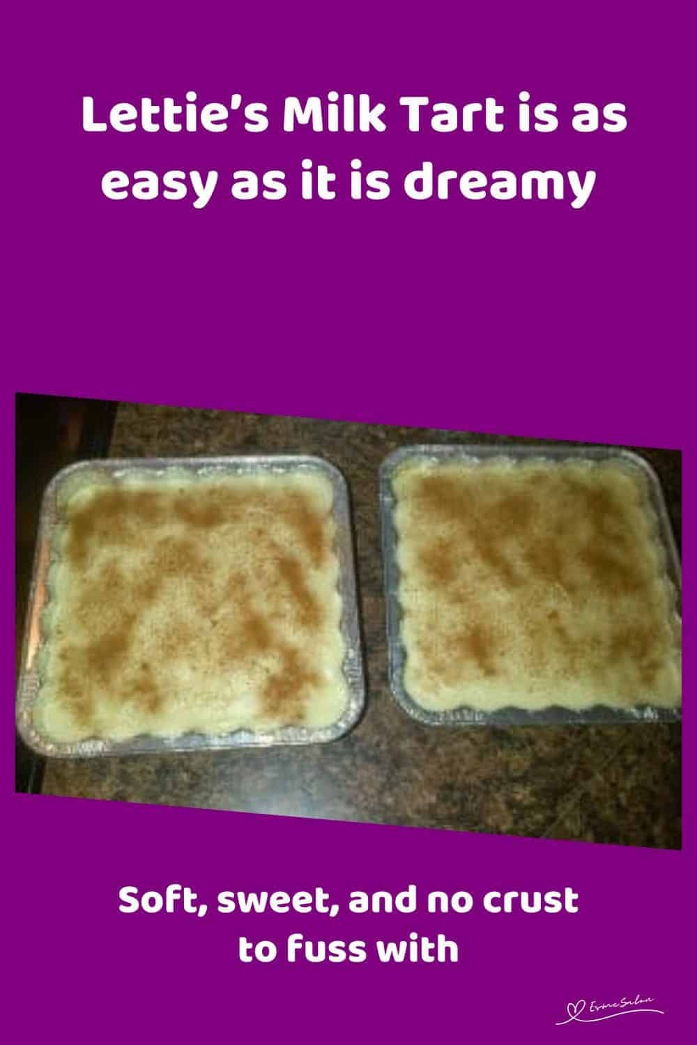 an image of a SA Milk tart in a tinfoil dish