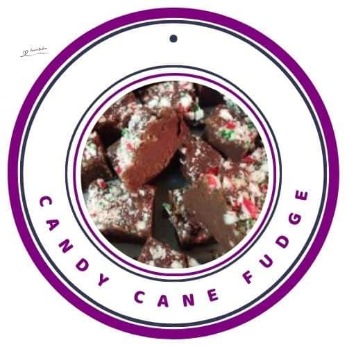 an image of chocolate fudge with peppermint candy cane pieces