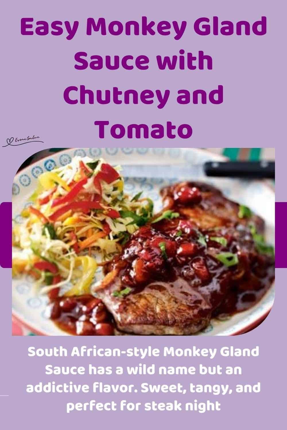 an image of Monkey Gland Sauce on a steak with a side of salad