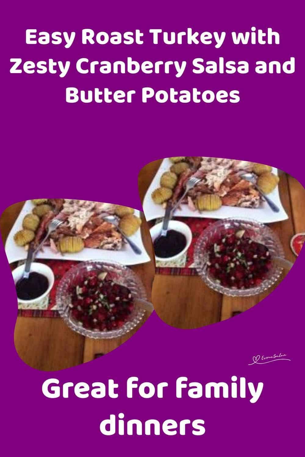 an image of a plate with Roast Turkey with Zesty Cranberry Salsa