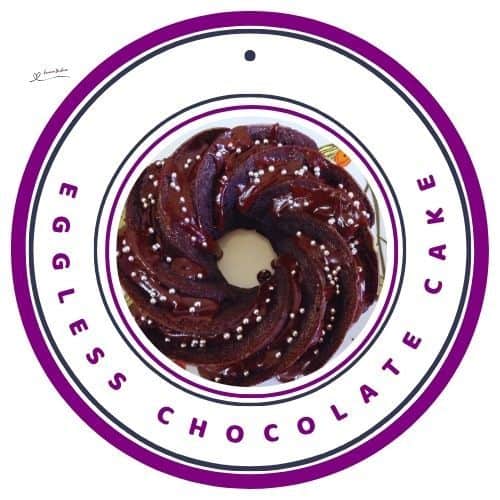 an image of an Eggless Chocolate Cake with sprinkles and baked in a Bundt Pan