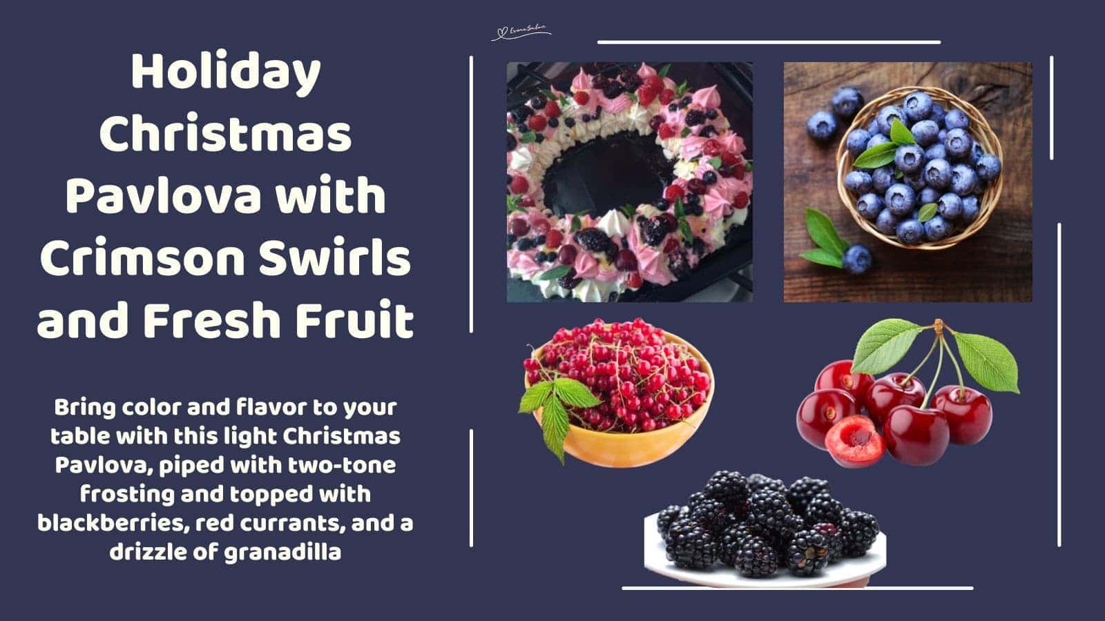 an image of a Christmas Pavlova with cream and topped with berries