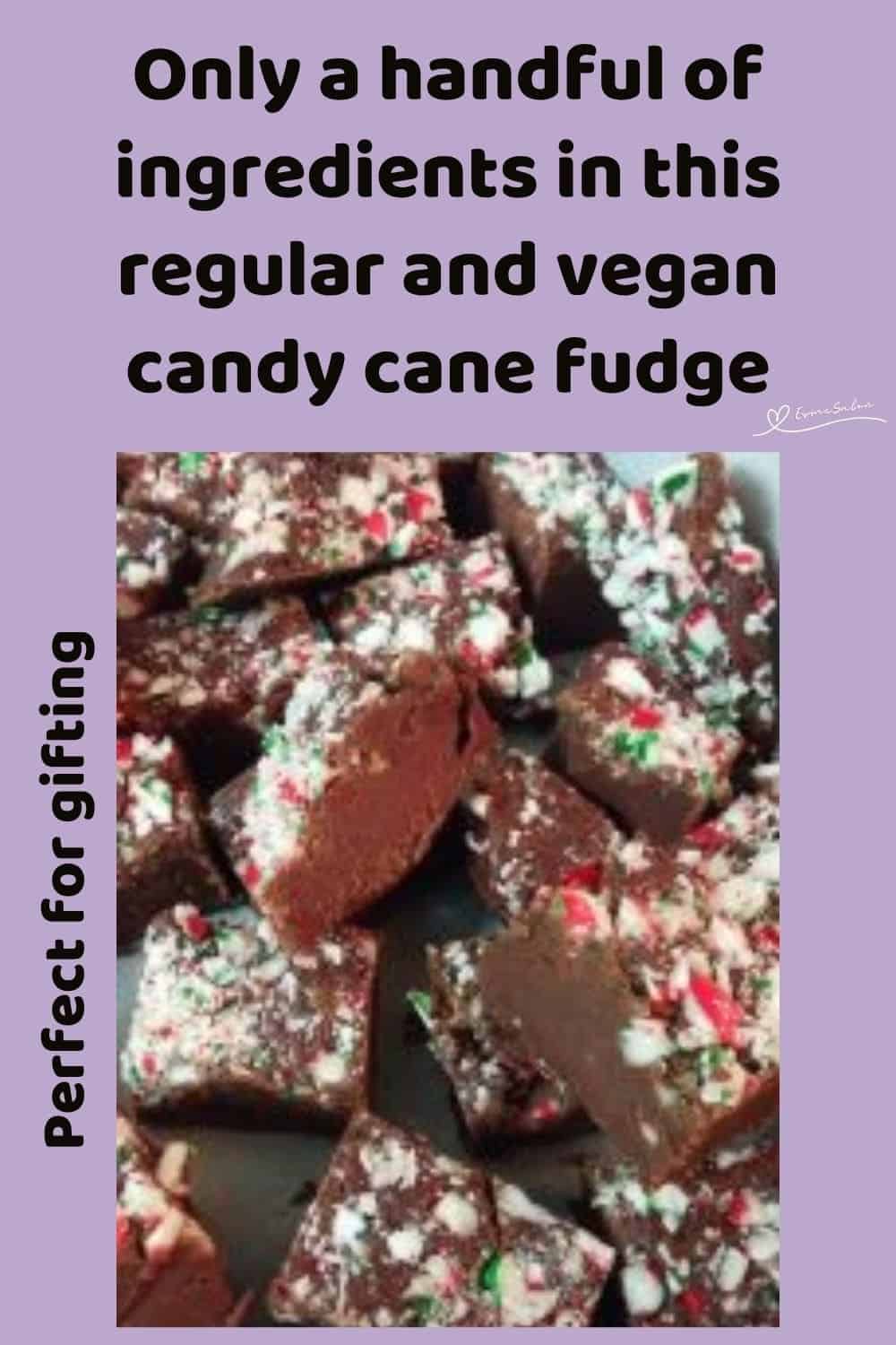an image of chocolate fudge with peppermint candy cane pieces