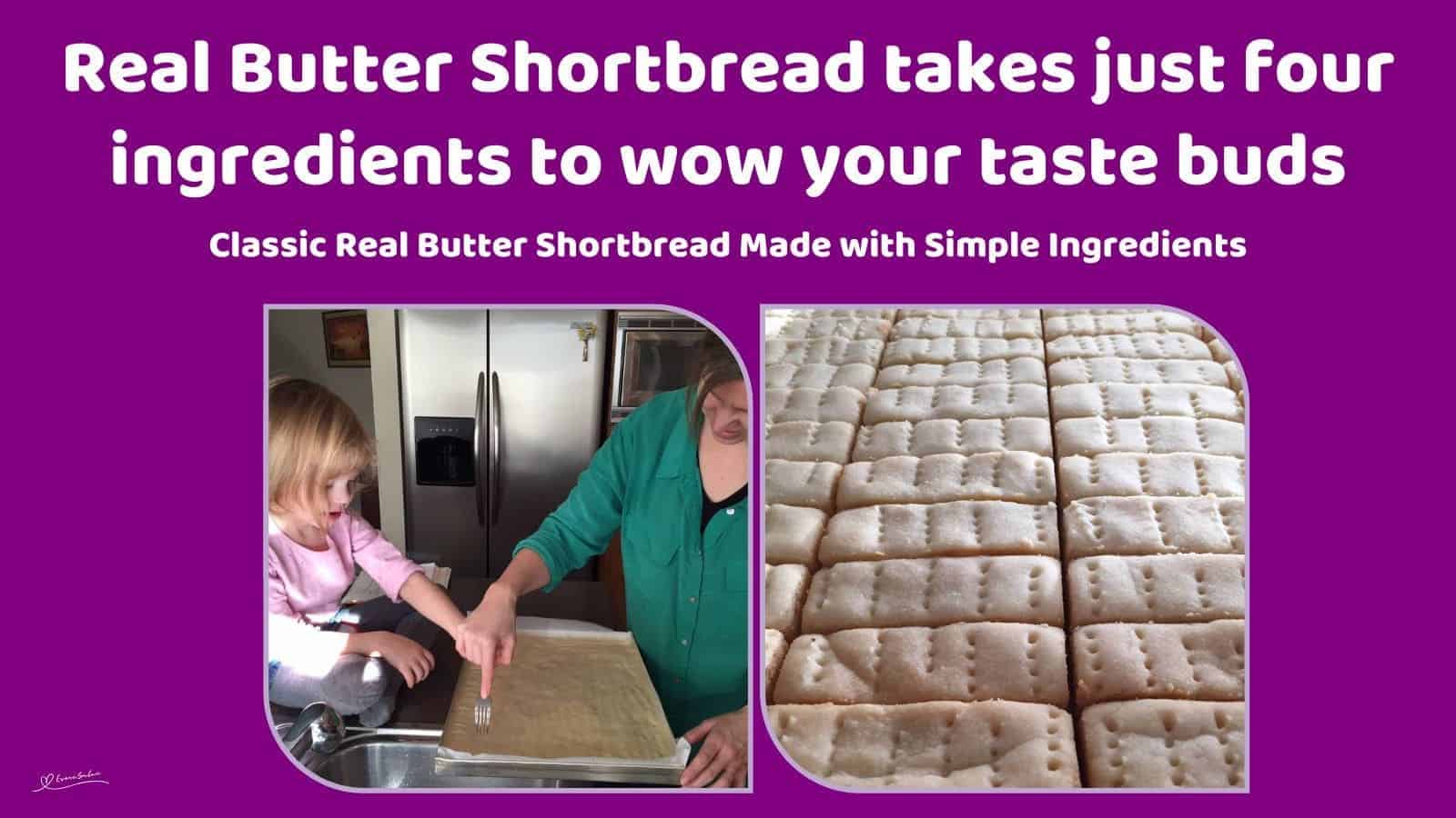 an image of a flat tray with Real Butter Shortbread sliced in finger strips and pricked