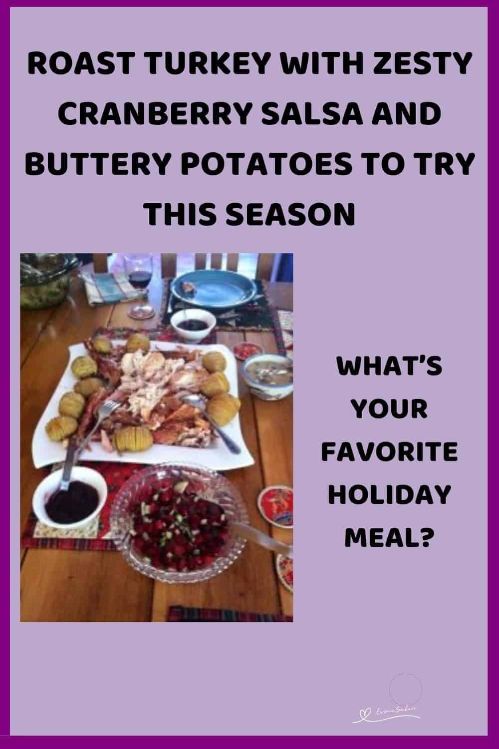 an image of a plate with Roast Turkey with Zesty Cranberry Salsa