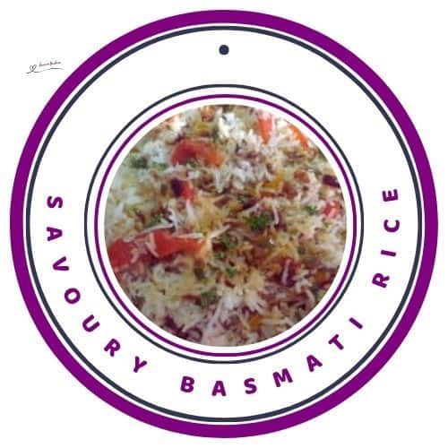 an image of a Savoury Basmati Rice dish with veggies