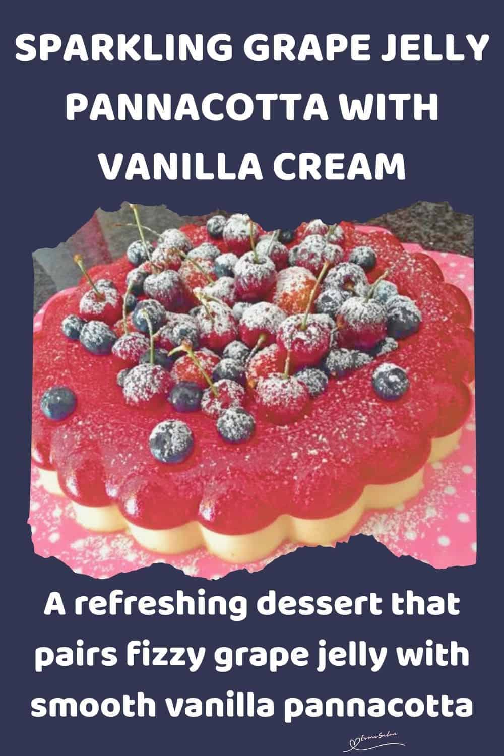 an image of a Sparkling Grape Jelly Pannacotta with frosted berries