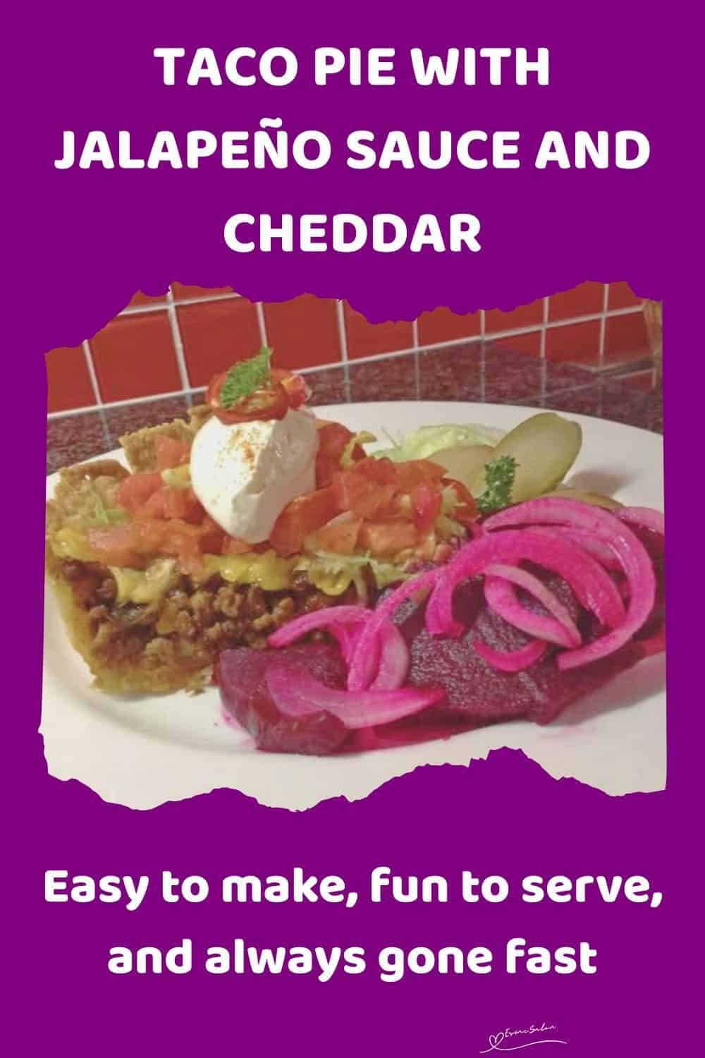 an image of a Taco Pie made with puff pastry and served with a side of beetroot salad
