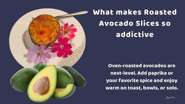 am image of half an avo with paprika and roasted in the oven