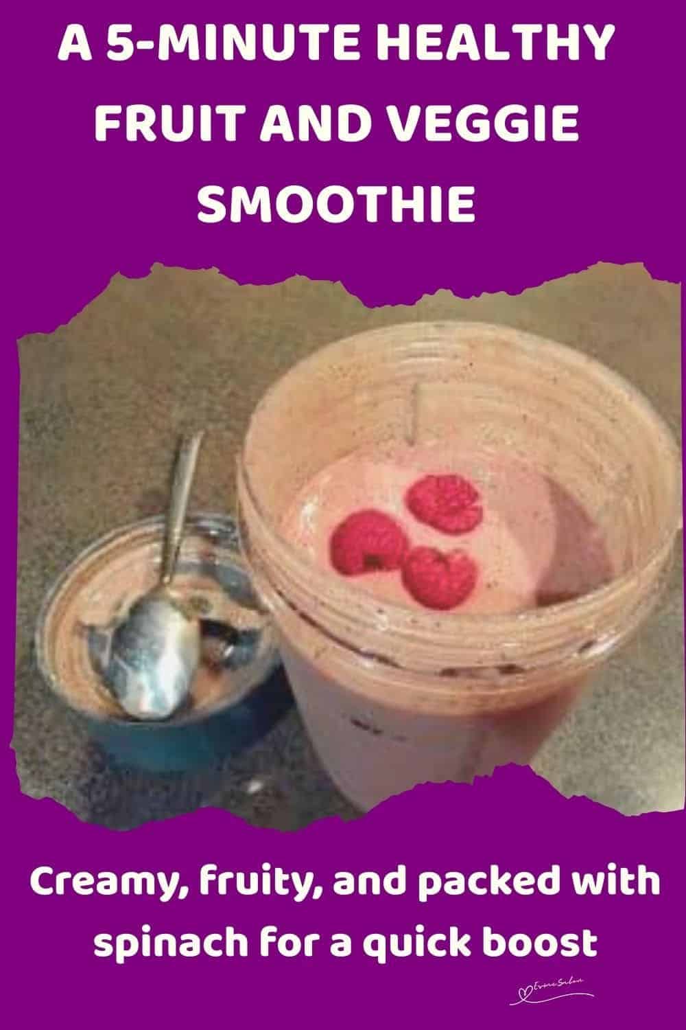 an image of a Healthy Fruit and Veggie Smoothie in a blender
