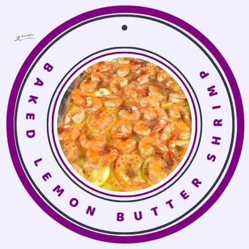 an image of a tray of Baked Lemon Butter Shrimp