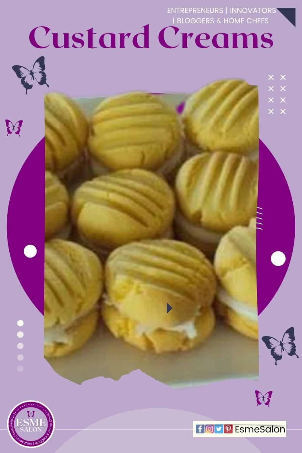 an image of a plate filled with Custard Cream cookies