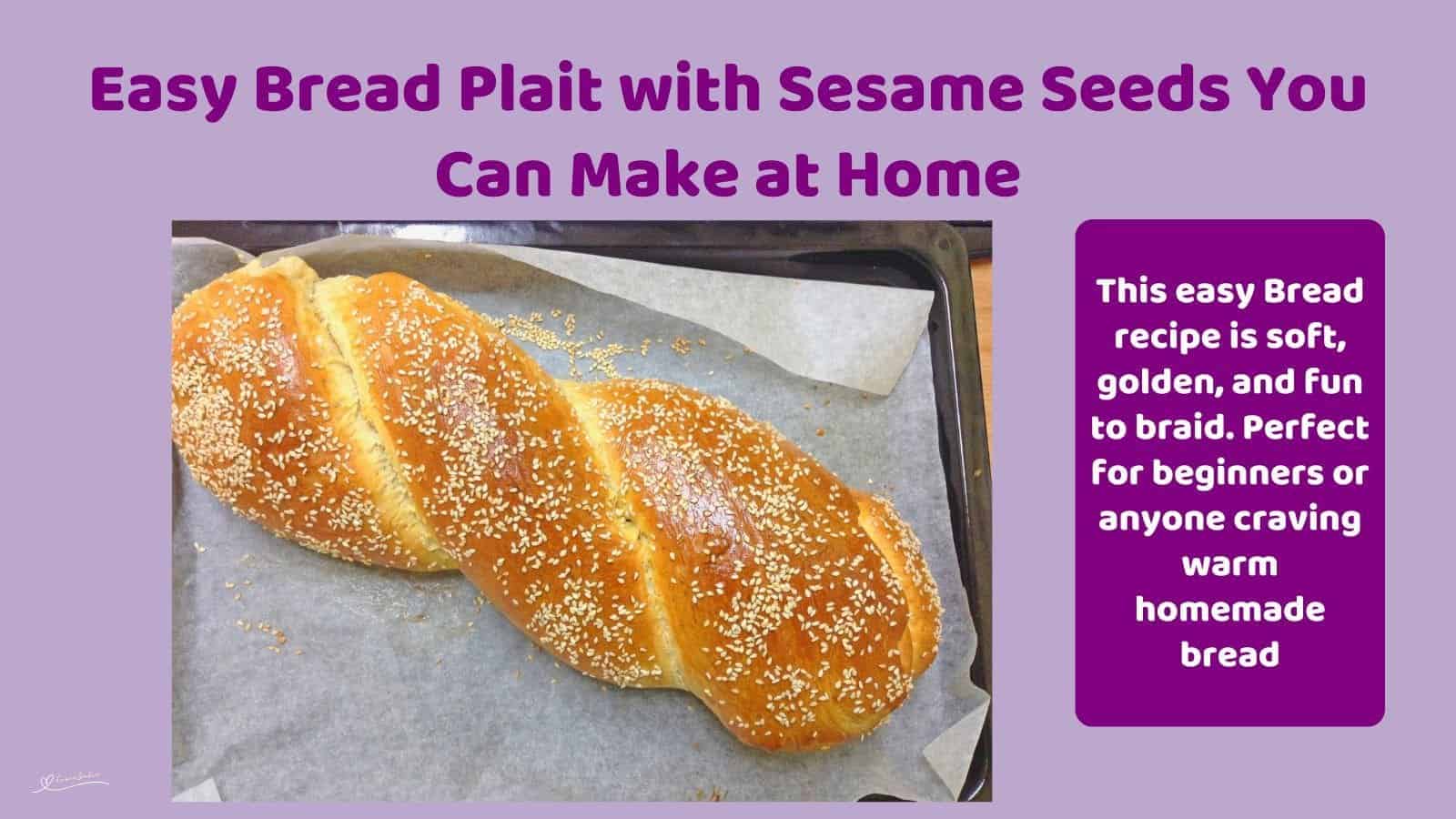 an image of a Bread Plait with Sesame Seeds baked to golden perfection