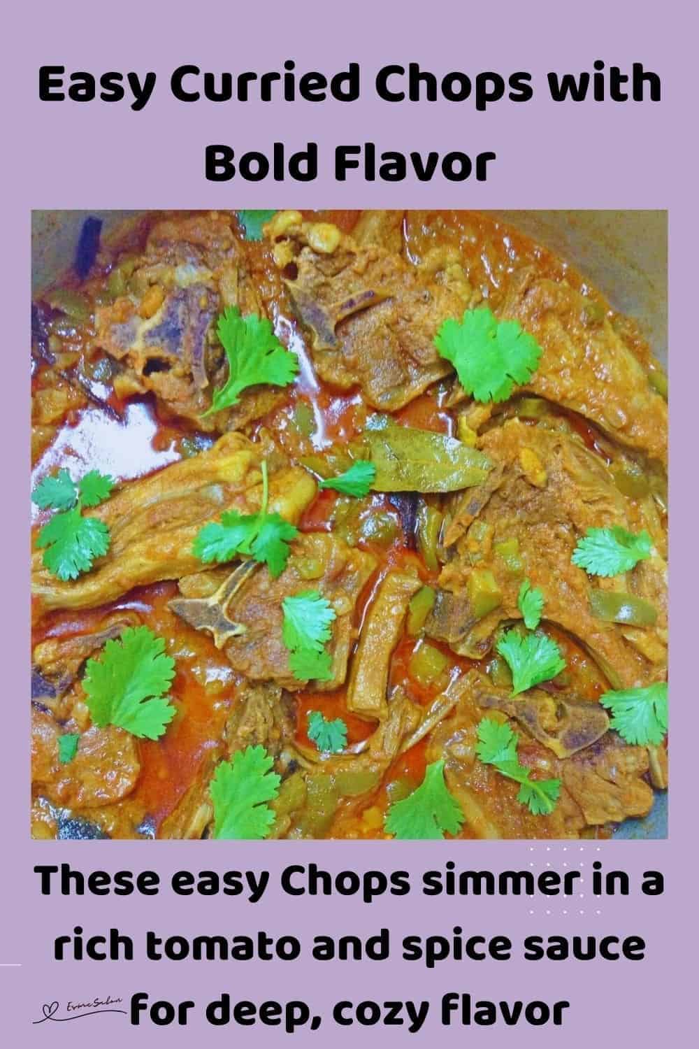 an image of Curried Chops garnished with fresh coriander