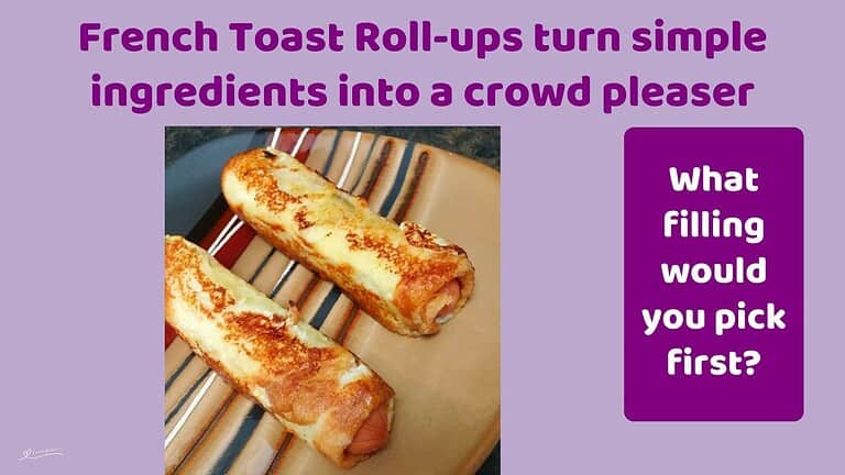 an image of 2 French Toast Roll-ups on a plate