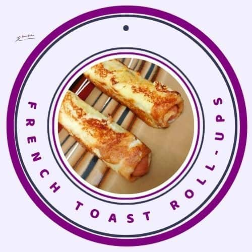 an image of 2 French Toast Roll-ups on a plate