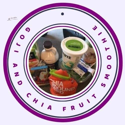 an image of ingredients and Goji and Chia Fruit Smoothie in the making in a blender
