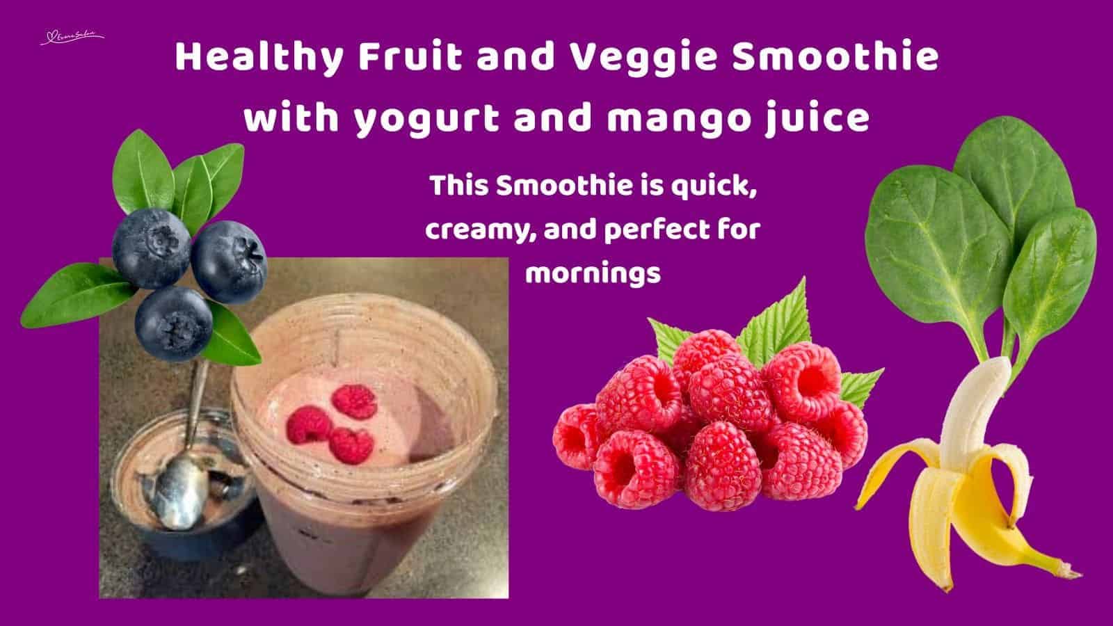 an image of a Healthy Fruit and Veggie Smoothie in a blender