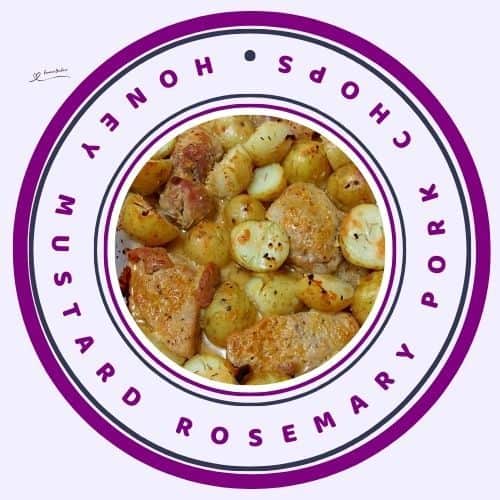 an image of a platter with Honey Mustard Rosemary Pork Chops