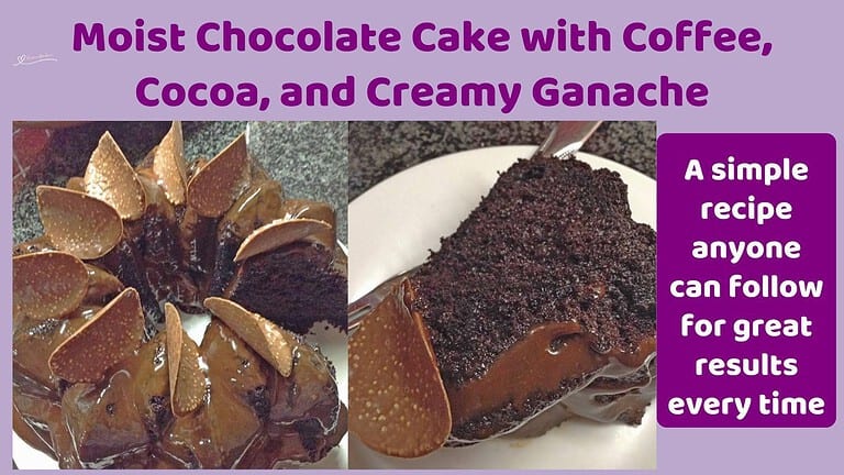 an image of a Nescafé Chocolate Cake with crispy orange chocolate pieces as decoration