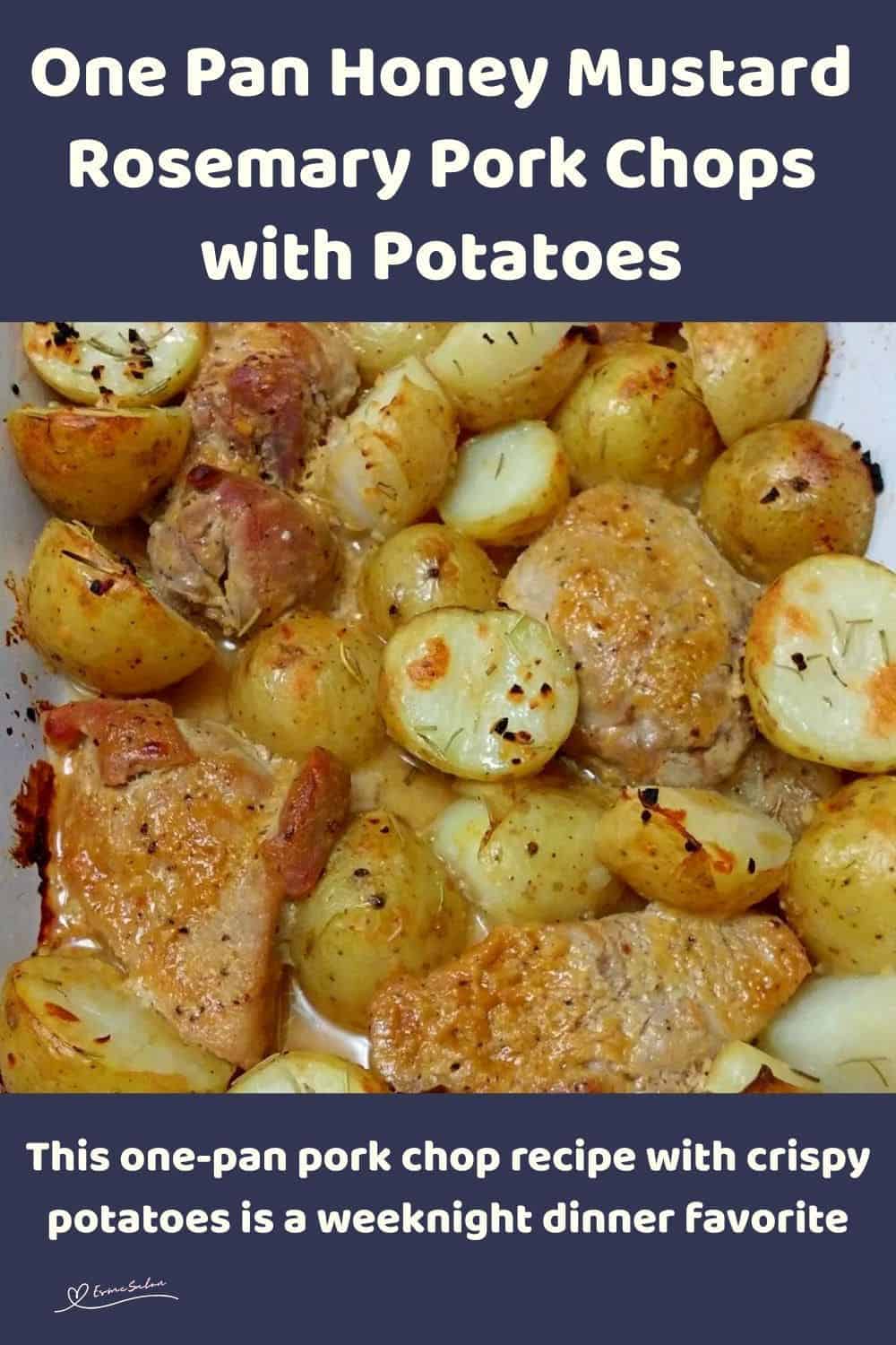 an image of a platter with Honey Mustard Rosemary Pork Chops