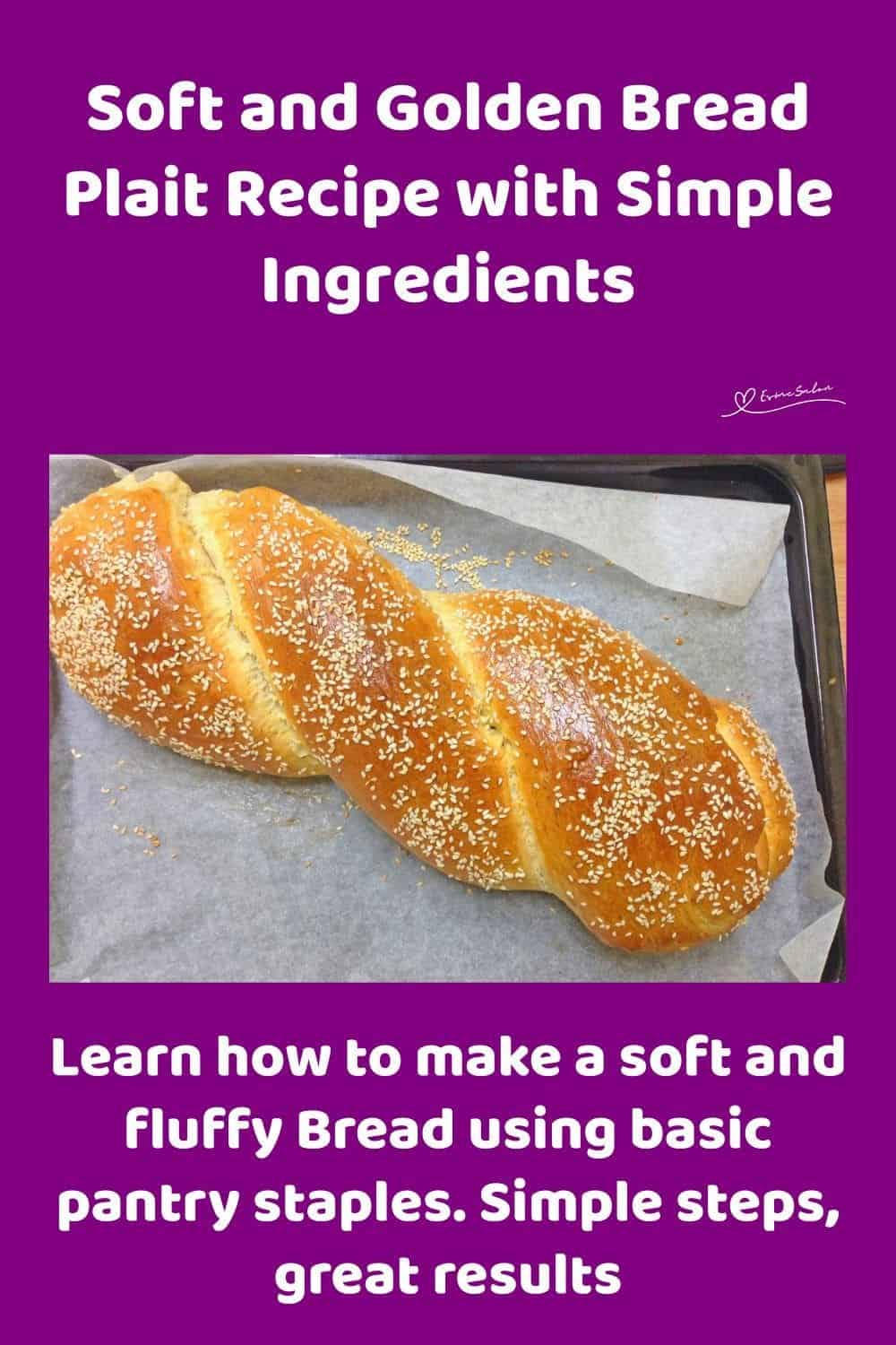 an image of a Bread Plait with Sesame Seeds baked to golden perfection