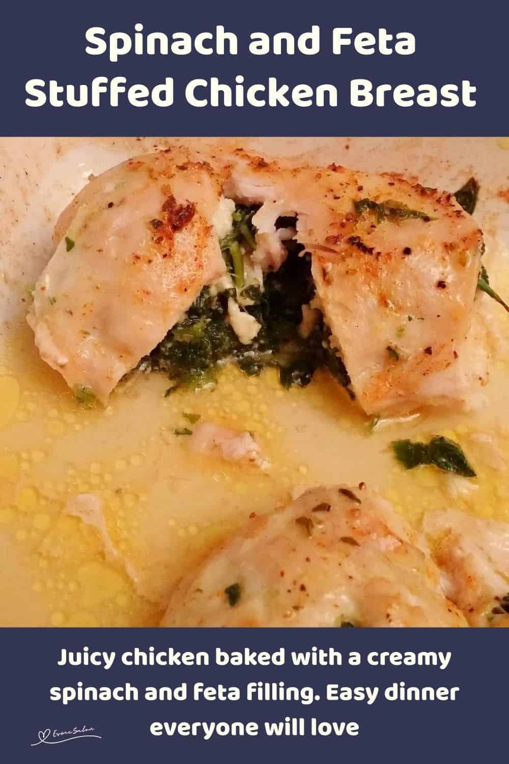 an image of Stuffed Chicken Breast pieces in a baking dish