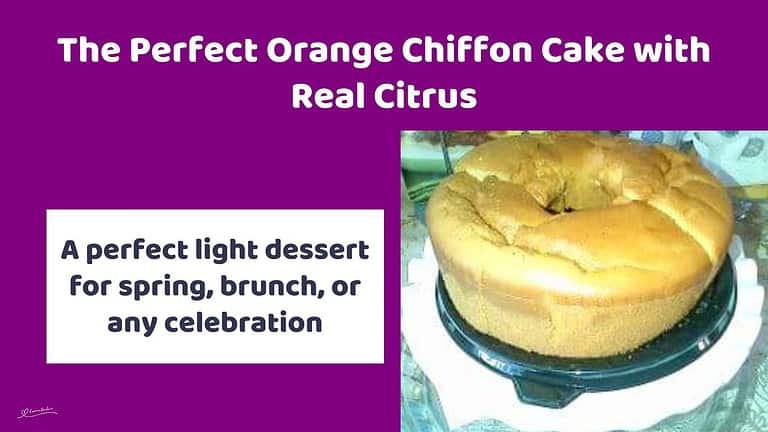 an image of an Orange Chiffon Cake on a black serving dish