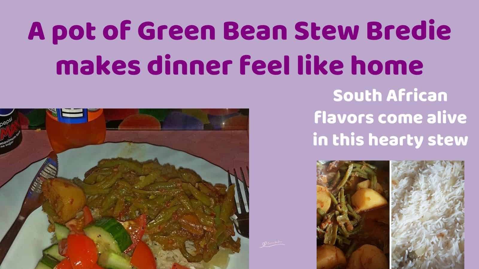 an image if a plate with Green Bean Stew Bredie