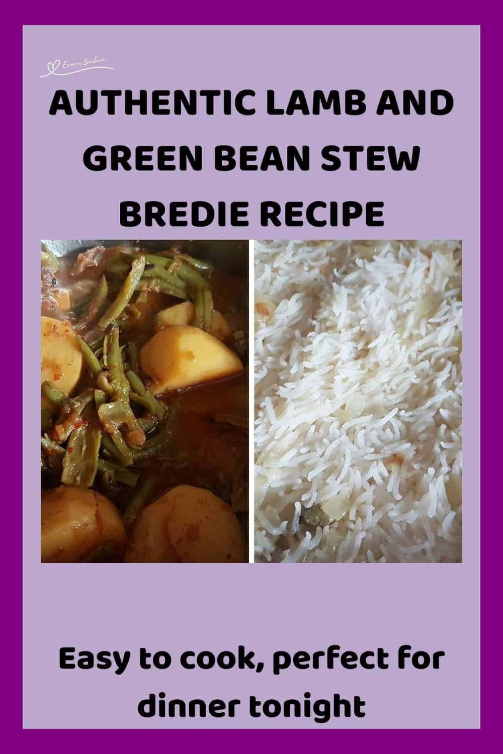 an image if a plate with Green Bean Stew Bredie
