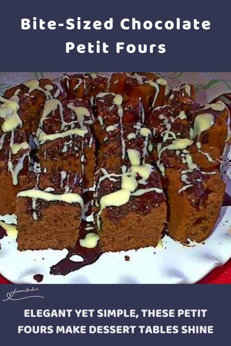 an image of Chocolate Petit Fours with buttermilk drizzle
