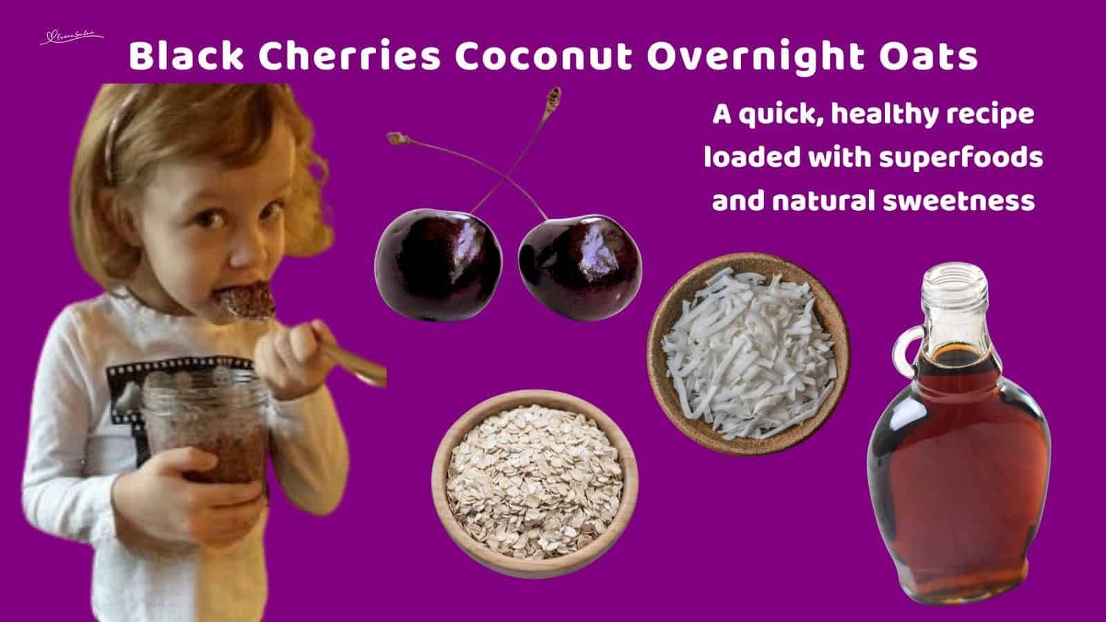 an image of a little girl enjoying Black Cherries Coconut Overnight Oats