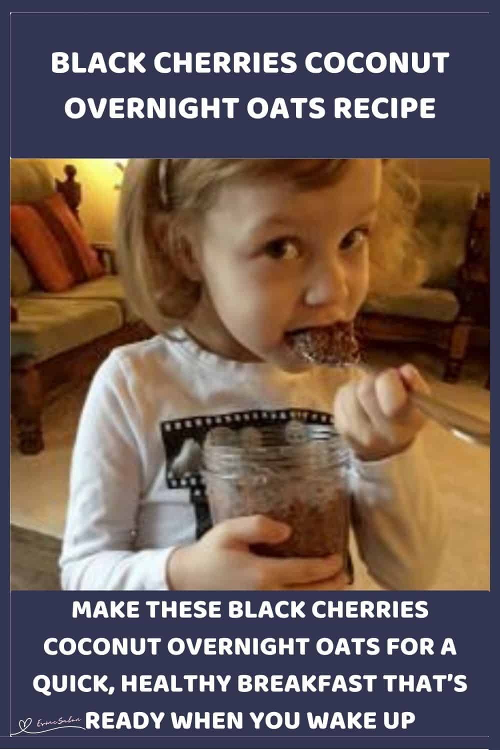 an image of a little girl enjoying Black Cherries Coconut Overnight Oats