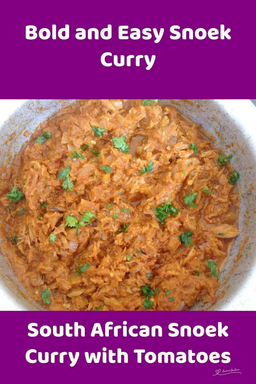 an image of South African Snoek Curry and garnished with Coriander