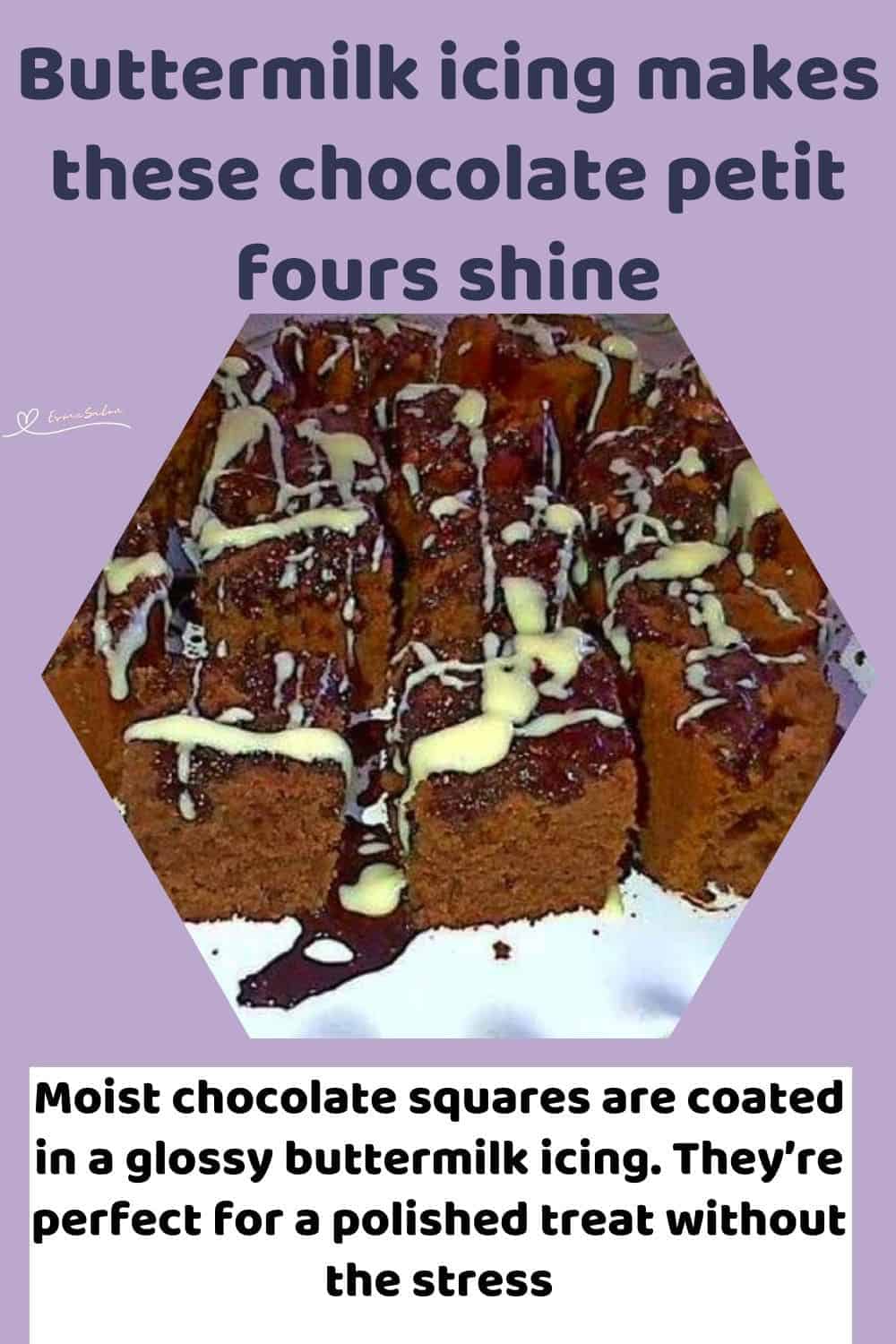 an image of Chocolate Petit Fours with buttermilk drizzle