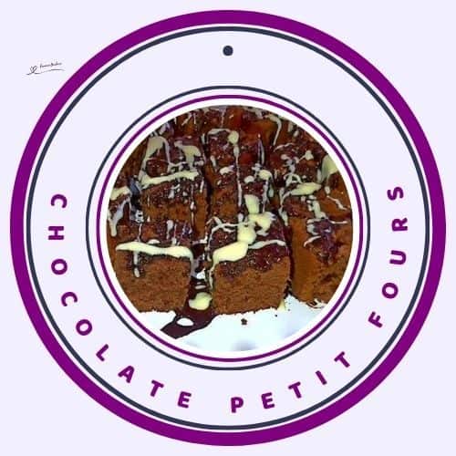 an image of Chocolate Petit Fours with buttermilk drizzle