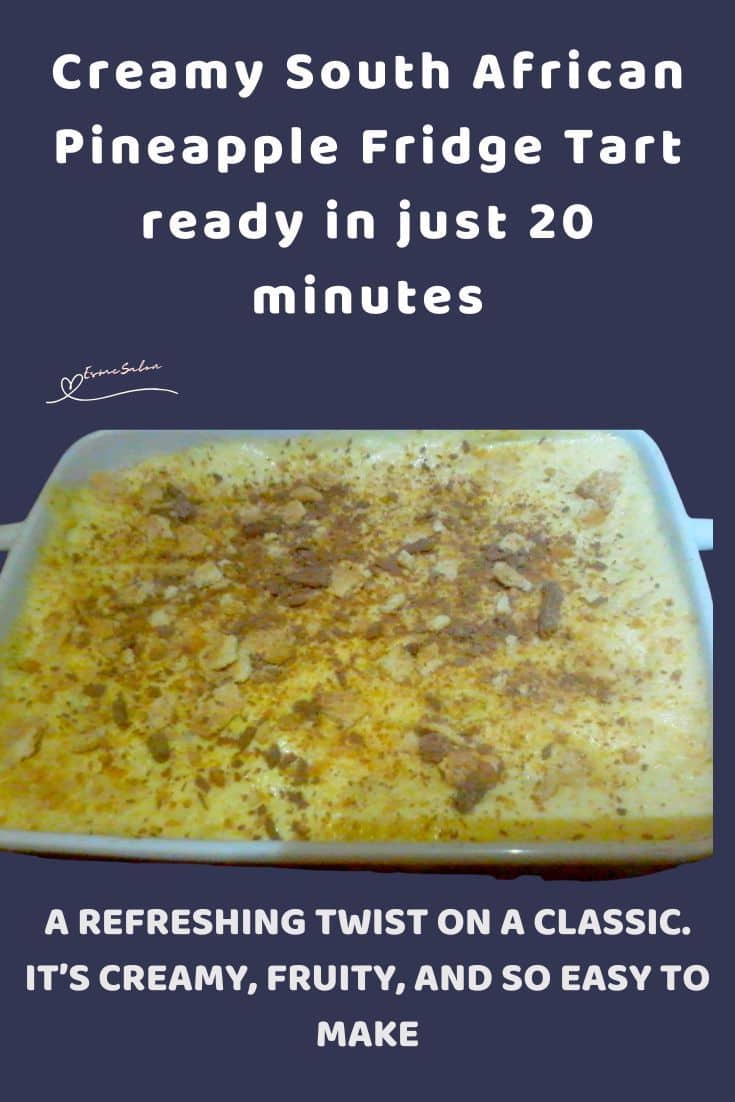 an image of a South African Pineapple Fridge Tart with flake topping