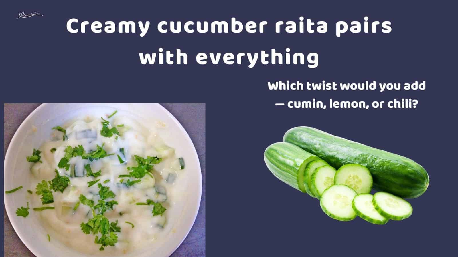 an image of an Indian Cucumber Raita dip in a white bowl