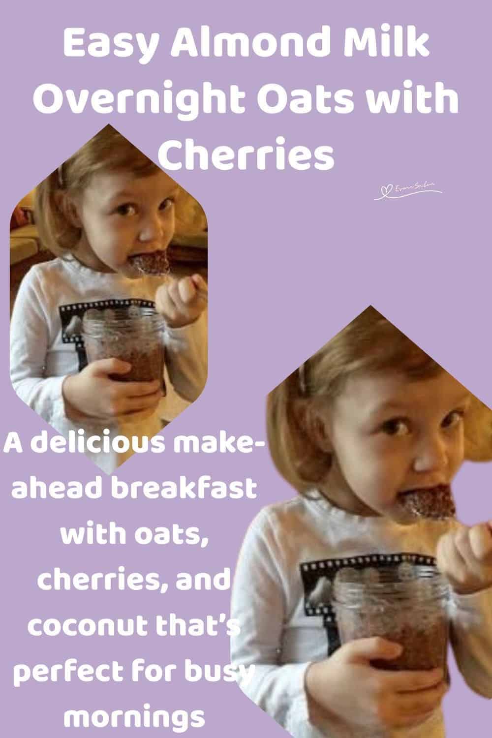 an image of a little girl enjoying Black Cherries Coconut Overnight Oats