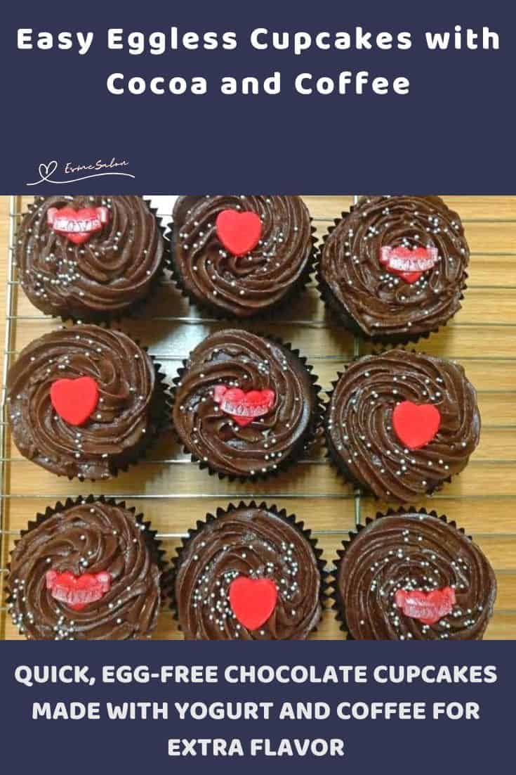 an image of Eggless Chocolate Cupcakes with sprinkles and red decorations