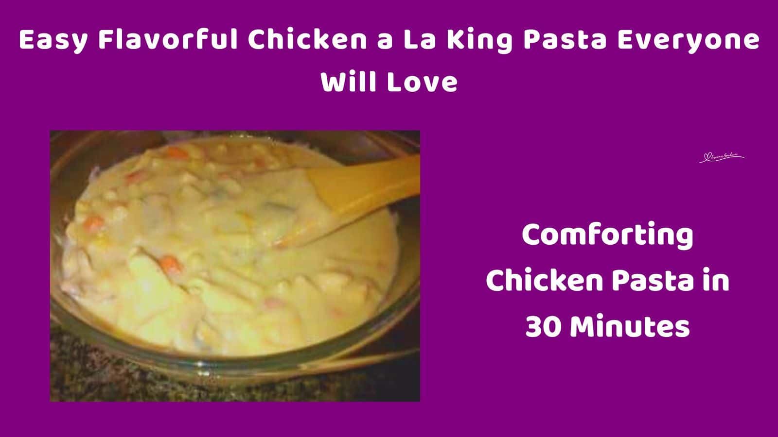 an image of a Pyrex dish with Chicken a La King with Pasta